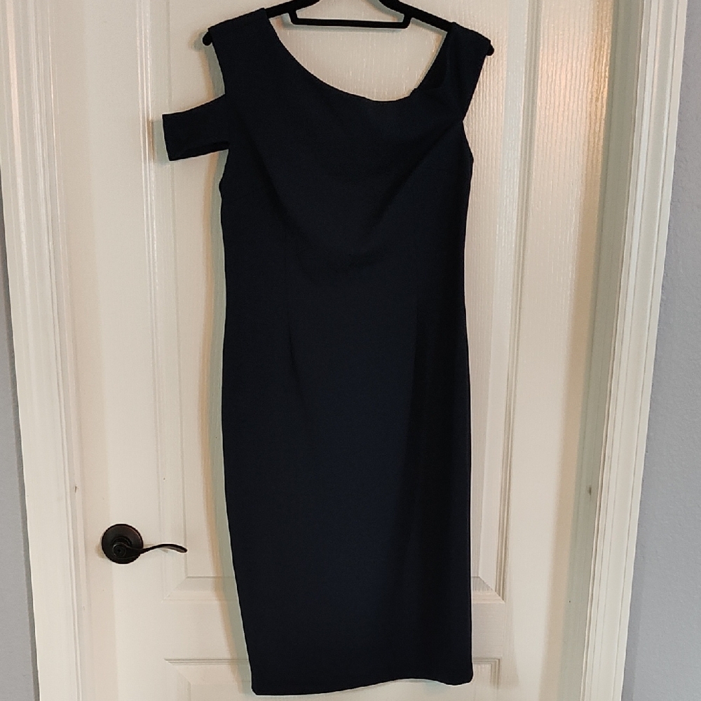 Trina Turk Navy One-Shoulder Dress